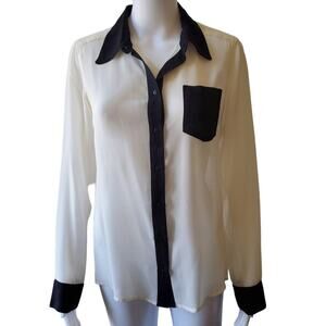Guess Button Down Size S Sheer Blouse Office Chic Business Casual Holiday Party